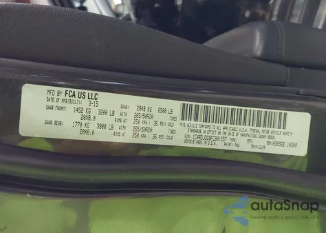 2015 Dodge Durango Limited из США, поврежденный, VIN 1C4RDJDG9FC801557